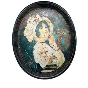 Vintage Coca Cola Tin Tray 1914 Betty Girl 1972 Reproduction 16x12x1 Used